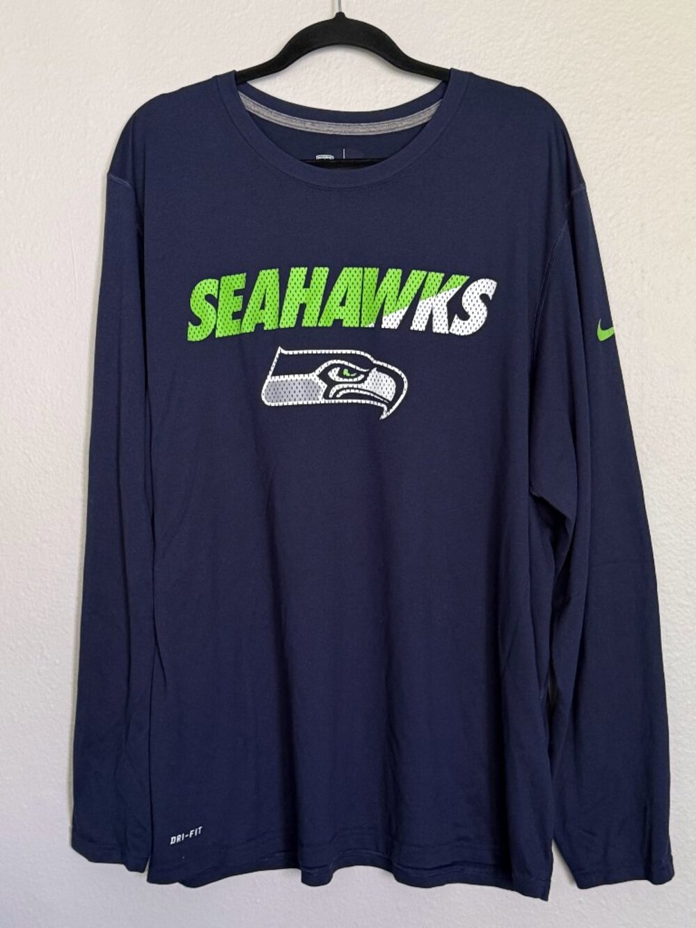 Nike NFL Equipment Seattle Seahawks Dri-Fit Shirt XXL 2XL Long Sleeve Training